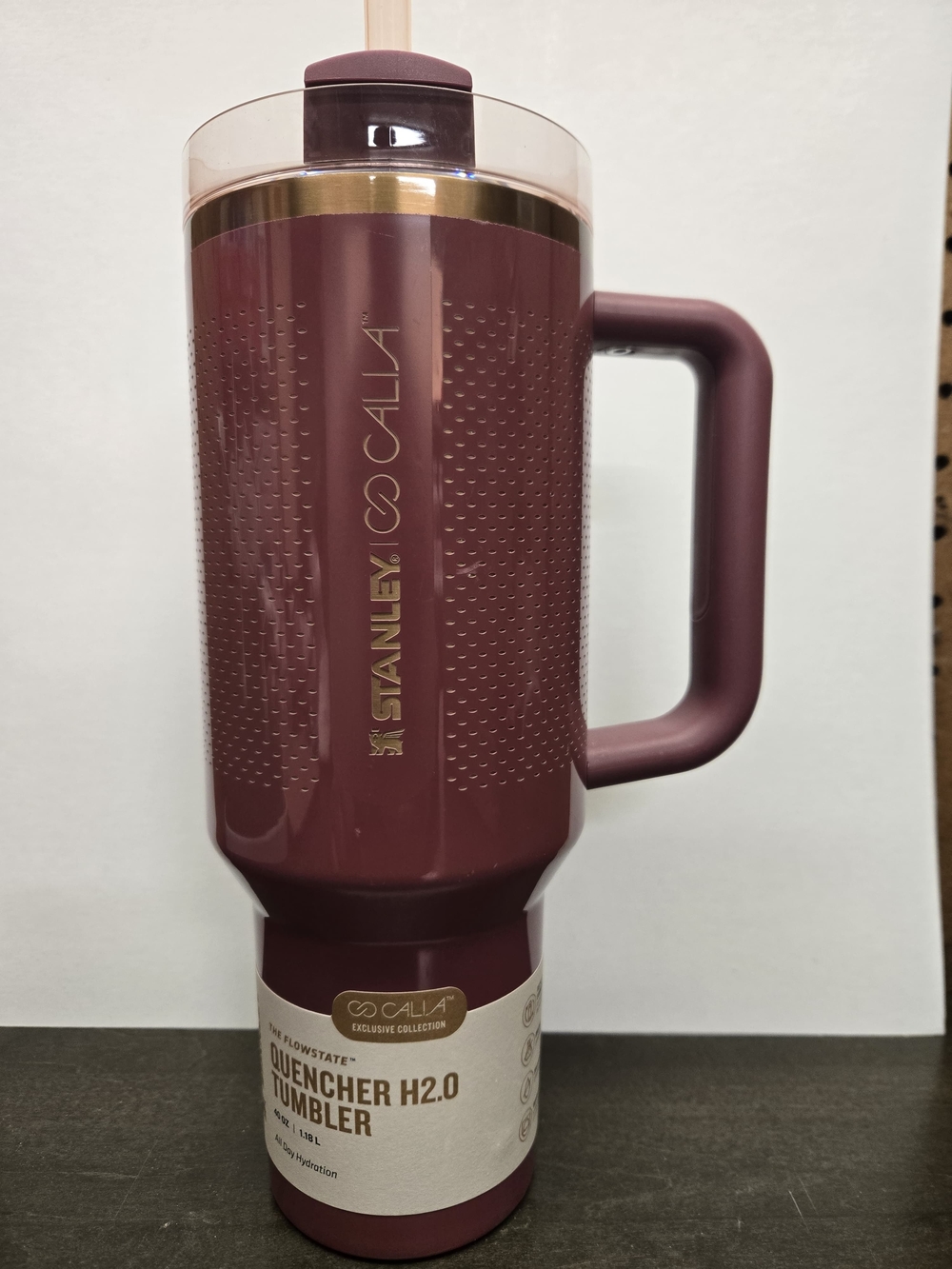 Stanley X Calia Quencher H2.0 Tumbler - Burgundy with Rose Gold Accent